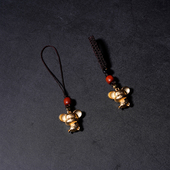 纯铜精致汽车十二生肖钥匙扣兔子挂件挂饰镀金黄铜手机链金鼠金猴