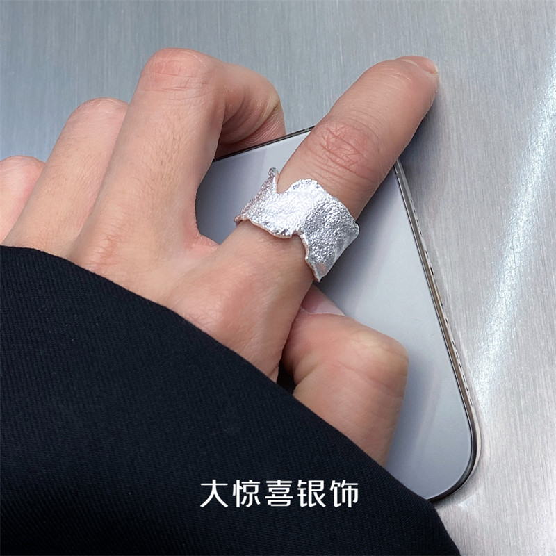 纯银小众独特宽版戒指