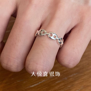 925纯银戒指女素圈小众玉戒指叠戴日常百搭ins韩系冷淡风简约