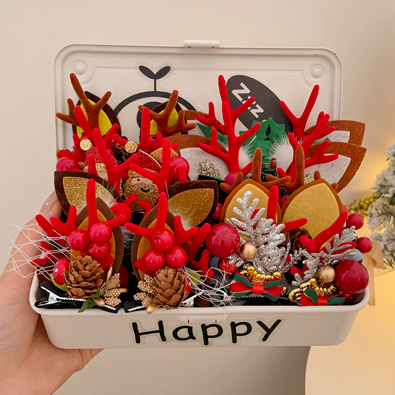 圣诞森系麋鹿发夹女2026新款儿童鹿角耳朵发卡前额侧边刘海夹发饰