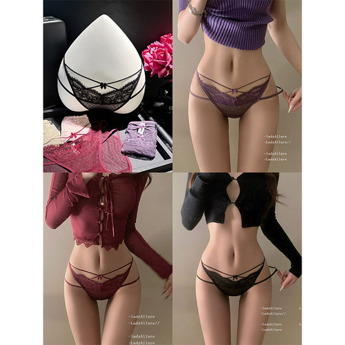 「LA」Esha·误入迷津丨欲焰系列*睫毛蕾丝交叉绑带低腰女内裤