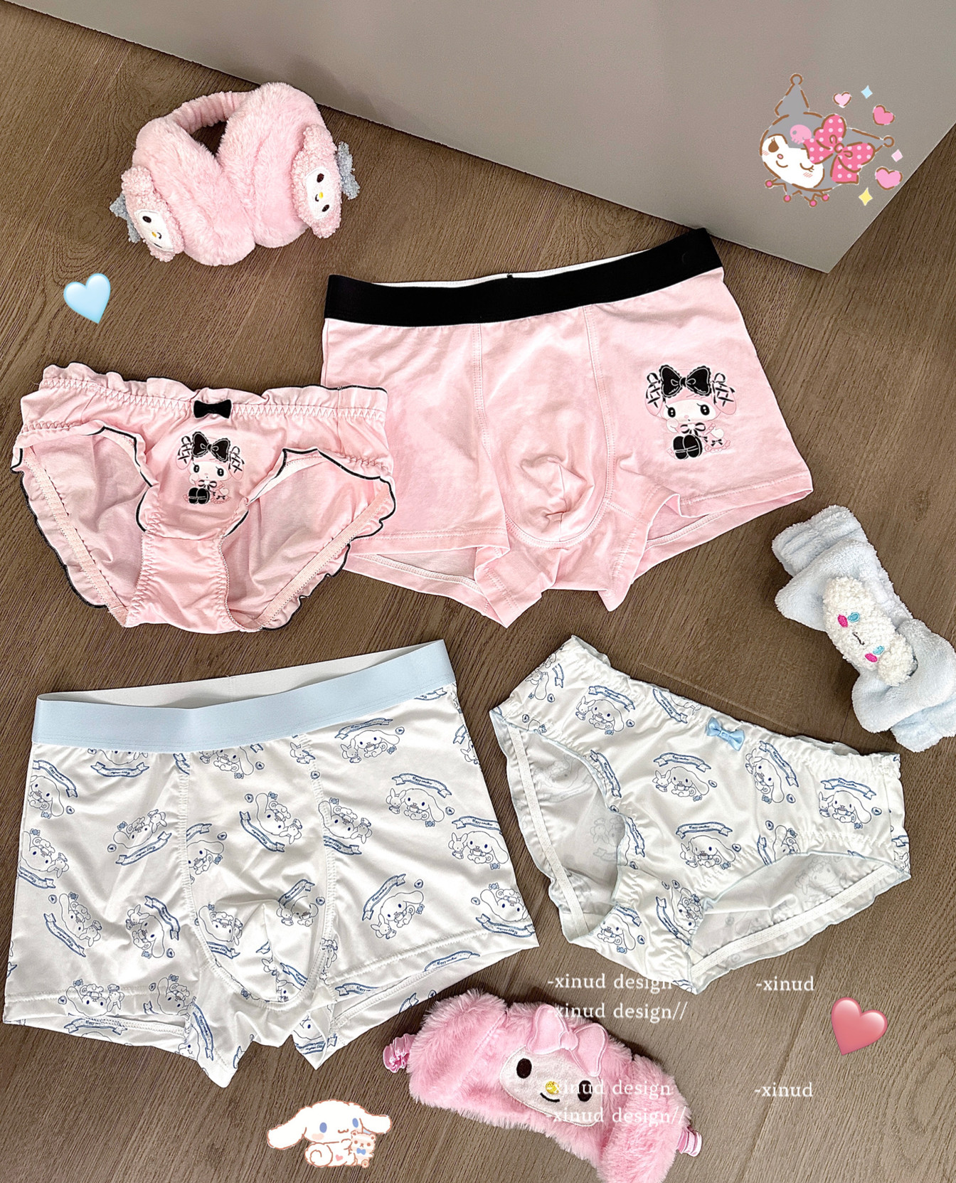kitty猫蕾丝纯欲男女平角内裤