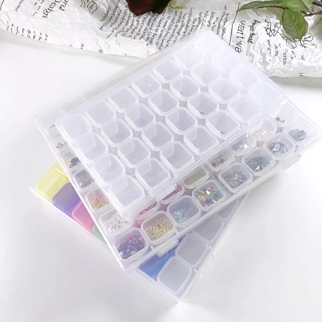 多格透明收纳盒简约防尘首饰盒可拆便携式耳环耳钉钻小零件美甲盒