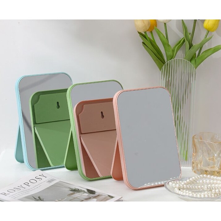 化妆镜子台式梳妆镜子公主镜折叠便携大号网红简约随身宿舍桌面女