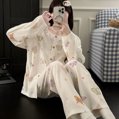 睡衣女春秋款长袖长裤甜美公主风