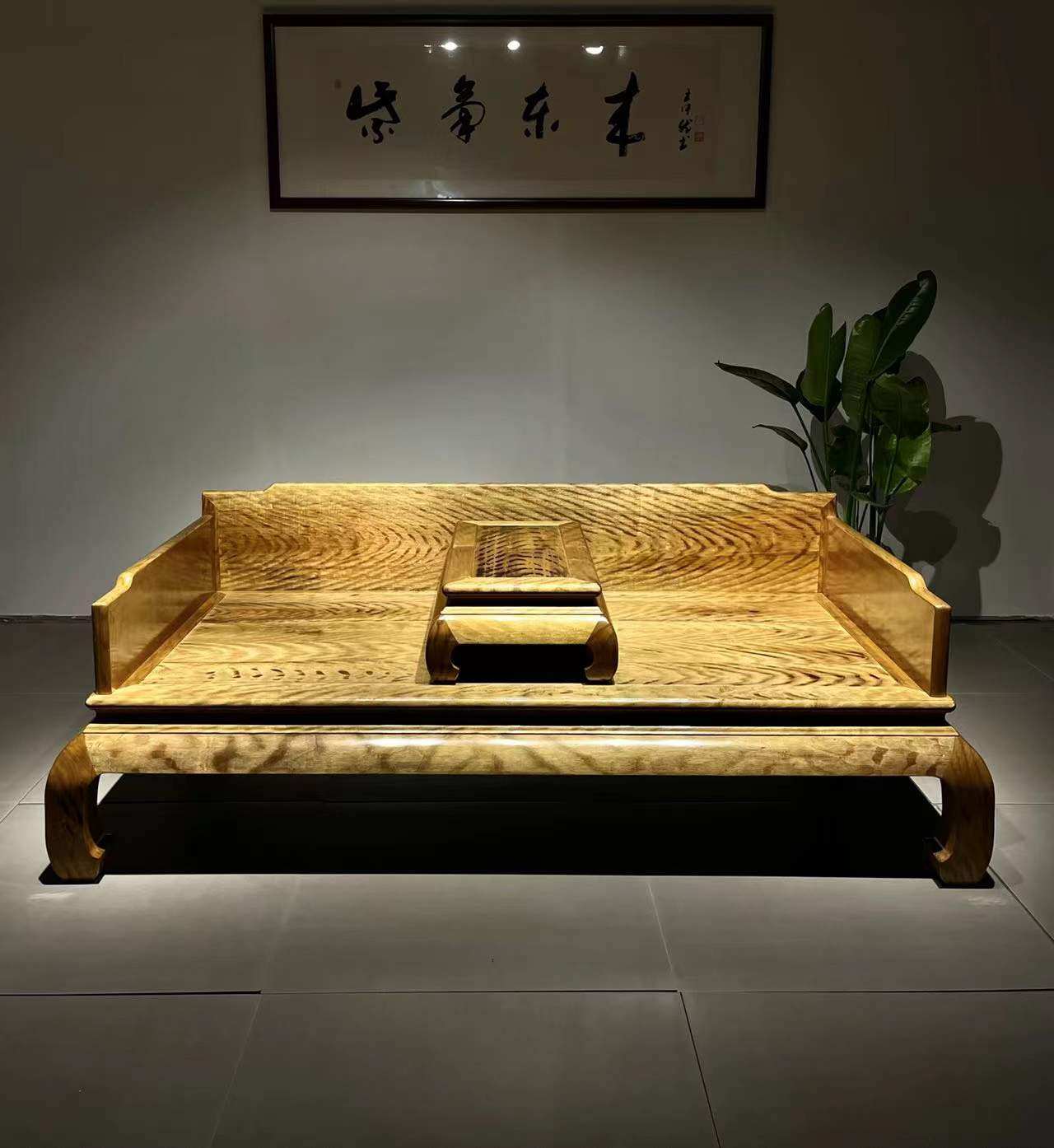 金丝楠木罗汉床小叶桢楠新中式实木贵妃榻禅意小户型客厅红木家具