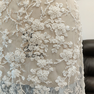 人丝婚纱礼服欧美重工钉珠面布料