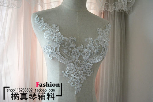 婚纱礼服演出服度假裙仙女裙前胸后背蕾丝贴花 V型领口蕾丝贴片 - 封面