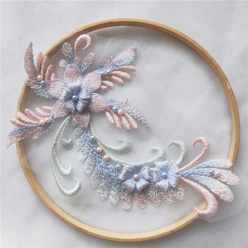 夏季新款蕾丝钉珠DIY立体花布贴童装礼服头饰牛仔裤裙子服装装饰