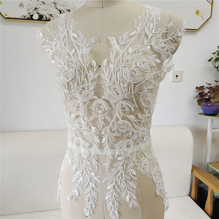 重工蕾丝布面料花朵边婚纱礼服旗袍裙子服装镂空diy手工前胸装饰