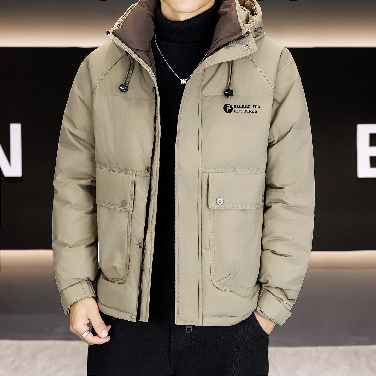 【50绒有报告】户外连帽工装男士羽绒服1075-1P160，男装羽绒服，星座1411A