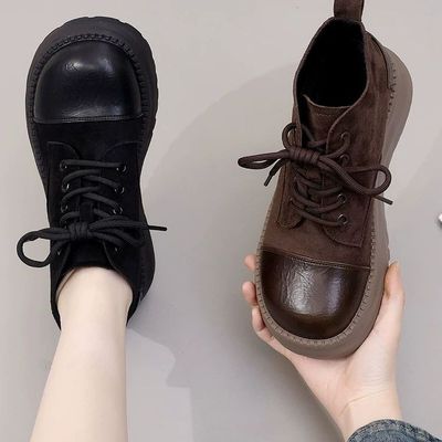 马丁靴女款2025秋冬新款英伦风时尚厚底舒适百搭系带式增高短靴子