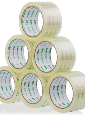 得力30323封箱带封箱胶带粘胶60mm*60y胶条透明胶带透明胶带大卷封口宽快递胶带包装打包胶带封箱带