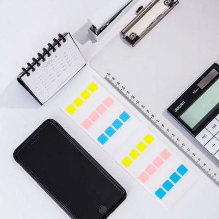 得力25905荧光膜指示标签贴抽取式分类贴便利贴小条索引便签