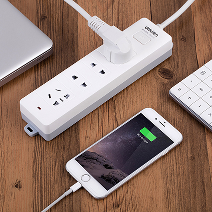 得力电源接插线板4孔6孔8孔2m带开关插座插排拖线板 电源延长线