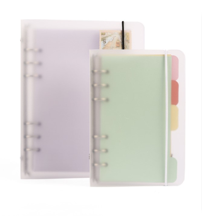 A5简约PVC活页收纳夹磨砂PP绑带