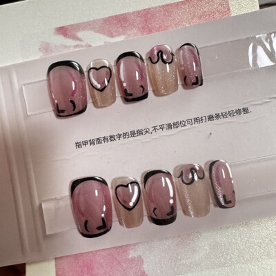 【简笔浮影】纯手工穿戴甲指甲贴片半手工穿戴美甲假指甲5232#