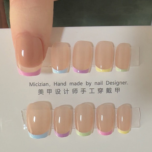 猫纯手工穿戴甲指甲贴片美甲假指甲3020 糖果法式