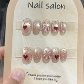 烟花爱心穿戴甲美甲贴片猫眼成品重复使用指甲片可拆卸332