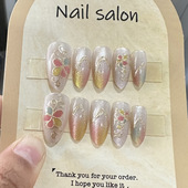 穿戴甲美甲贴片新款 轻奢鎏金猫眼成品重复使用指甲片可拆卸309