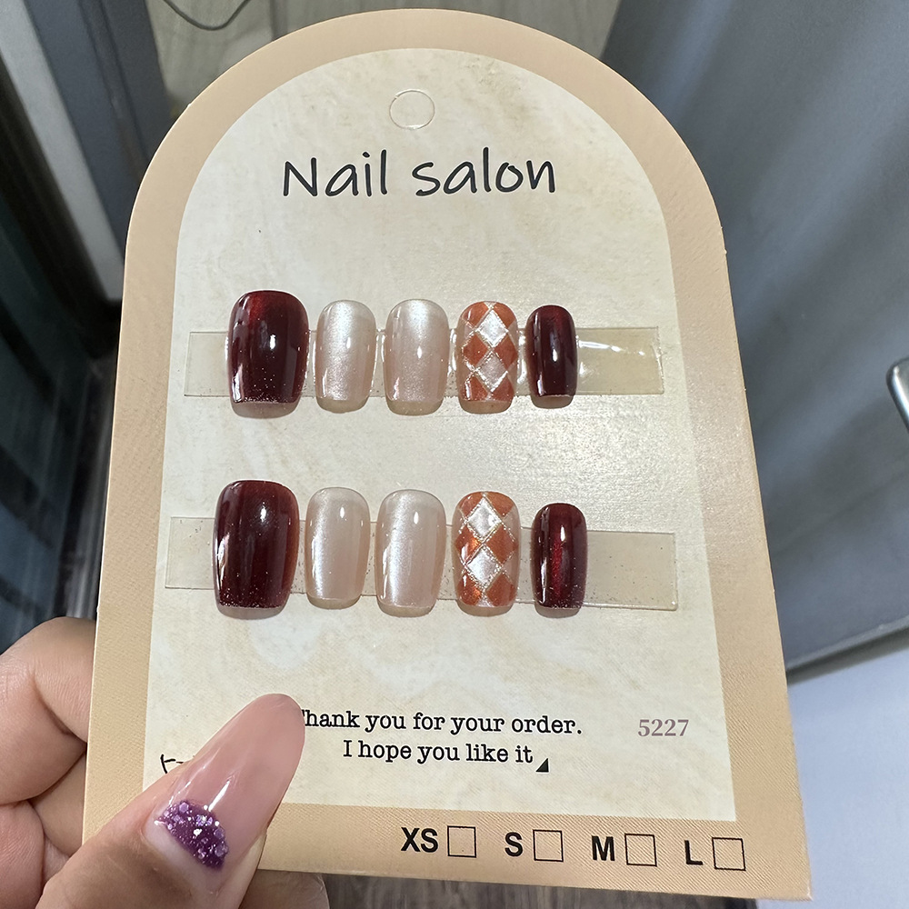 穿戴甲猫眼穿戴甲指甲贴片纯手工半手工美甲假指甲鎏金5227款式