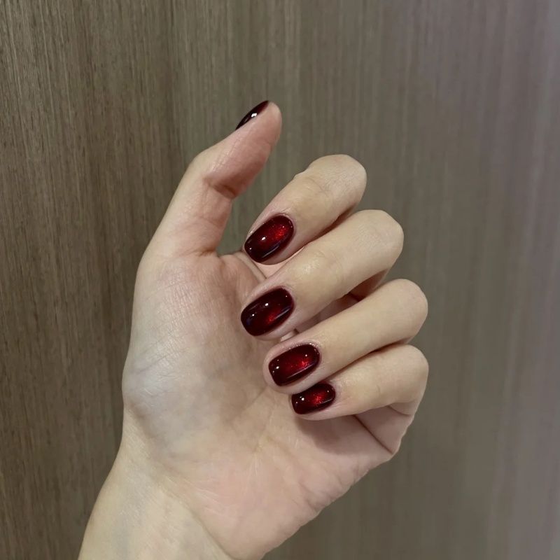新年款石榴红玻璃珠显白美假指成品穿戴甲定制手工贴片可拆