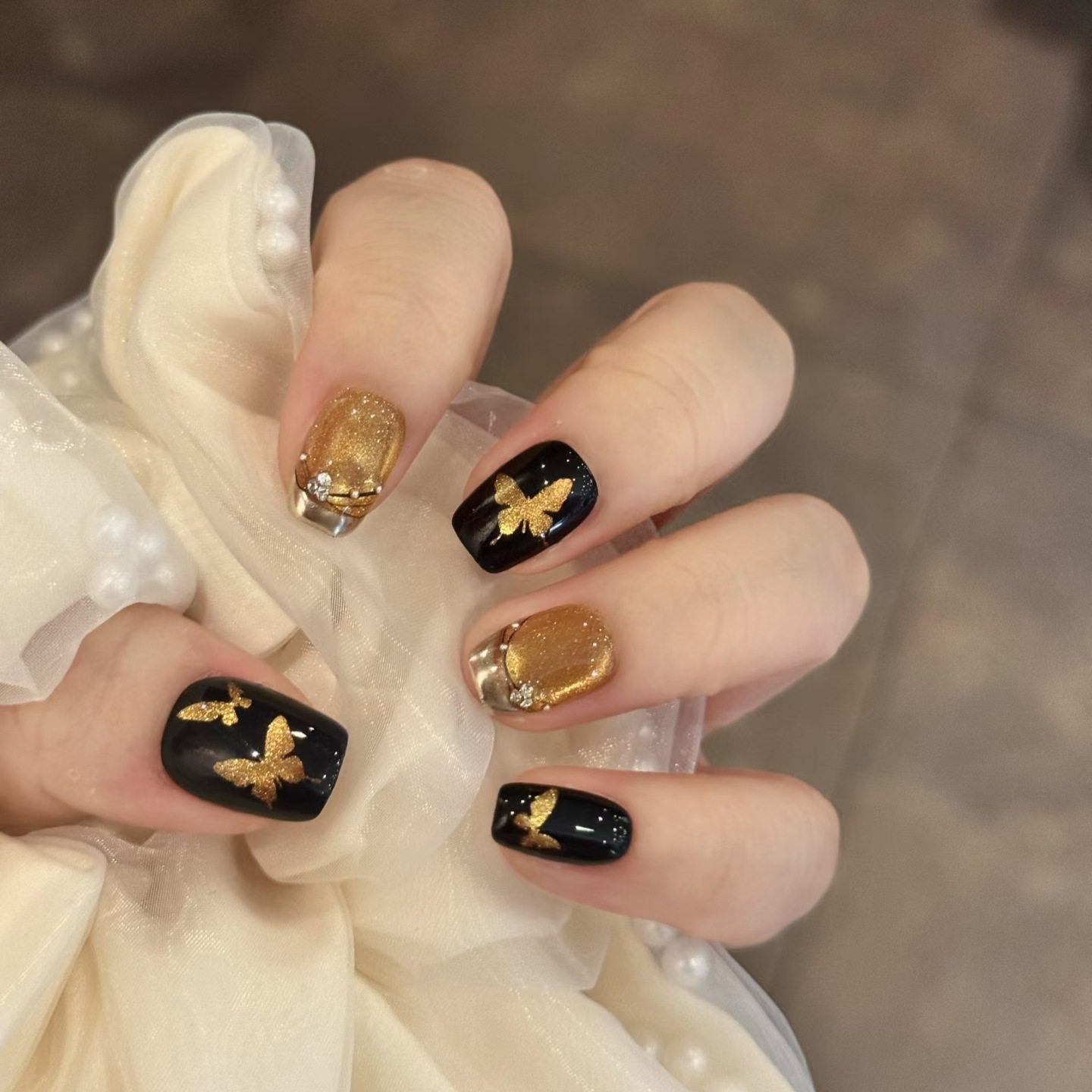 小红书爆款镂空黑金蝴蝶穿戴甲鎏金法式复古轻奢闪钻美甲3098,彩妆/香水/美妆工具,穿戴甲/甲片,淘宝优惠券,粉丝福利购,淘宝优惠卷
