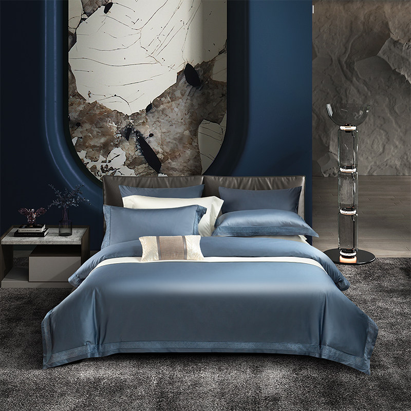 高端奢华床单四件套180支纯棉全棉五星级总统套房纯色床上用品