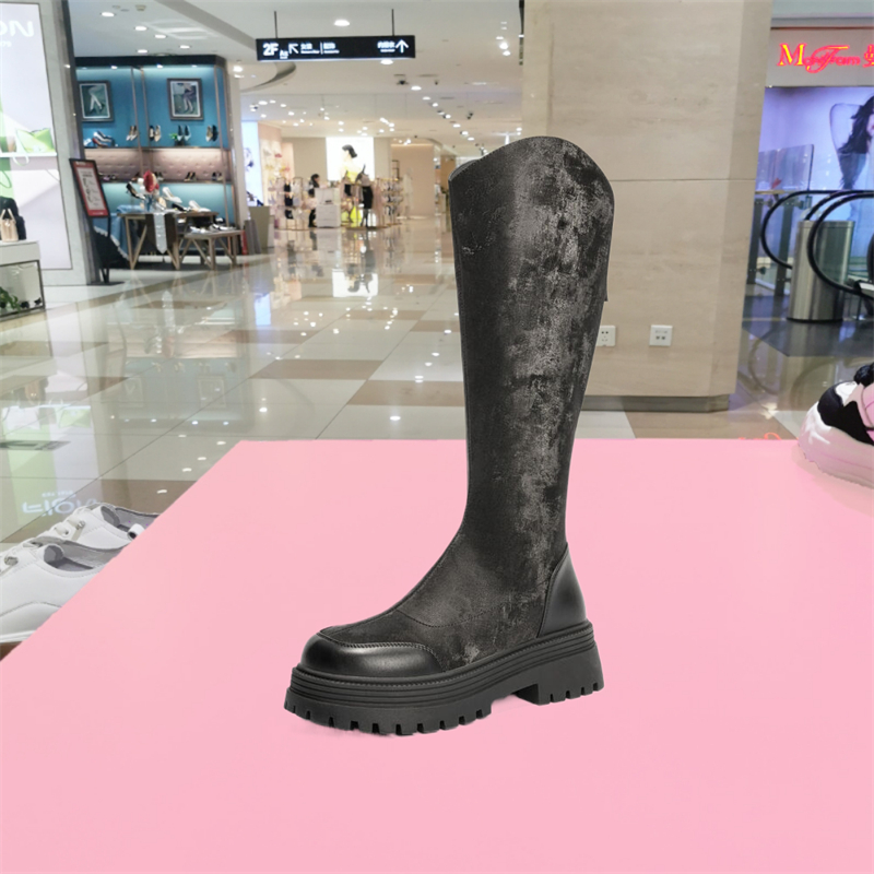 百丽Belle女靴冬季新款小v靴厚底