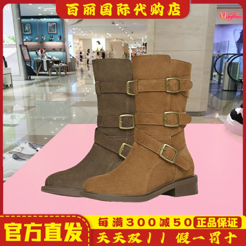 天美意简约西部靴女鞋堆堆靴