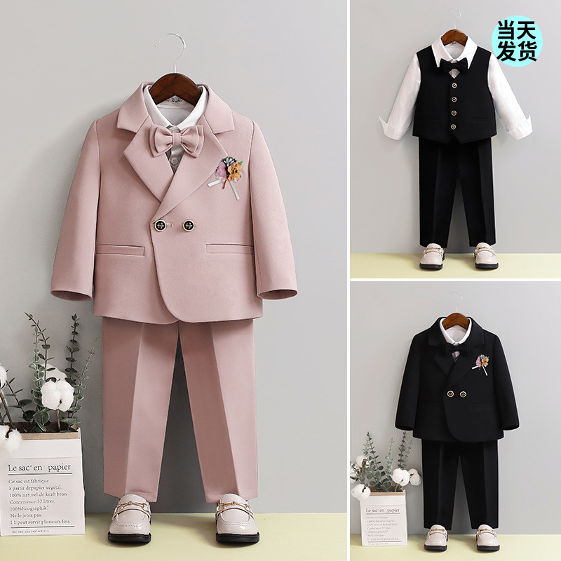 春秋男童礼服主持人儿童西装套装花童男孩演出服宝宝生日马甲西服
