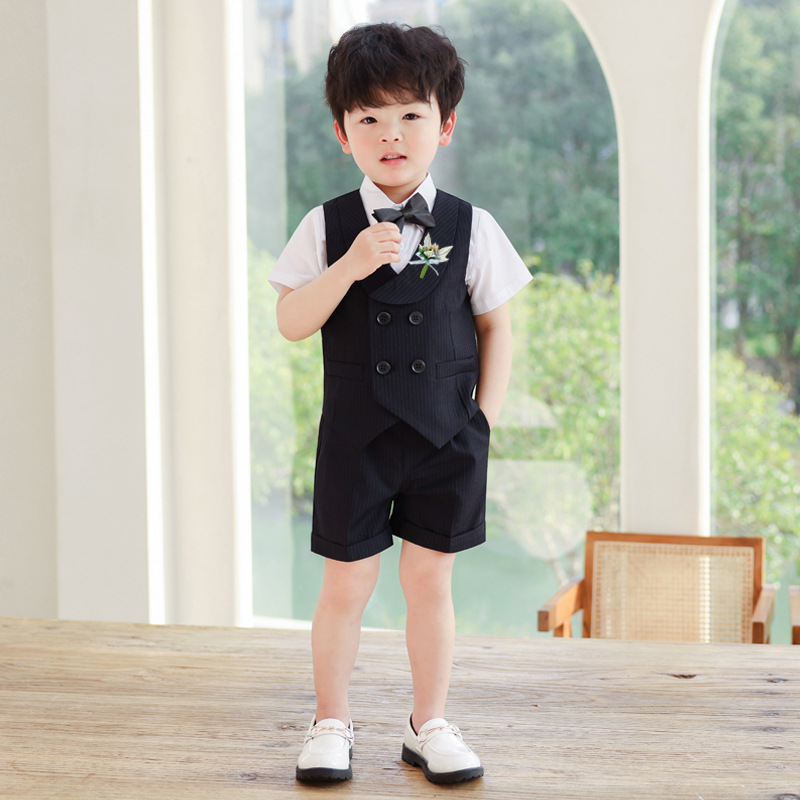 儿童套装男童夏季花童礼服小西装宝宝周岁生日小童西服钢琴演出服