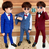 春秋儿童西装 三件套英伦小西服男童礼服洋气中大童钢琴演出服 套装
