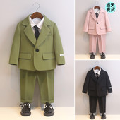 儿童男童宝宝周岁花童帅气套装 男孩三件套礼服演出服 春秋英伦西装