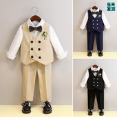 男童礼服春秋宝宝周岁生日小西装 儿童英伦西服花童男孩演出服 套装