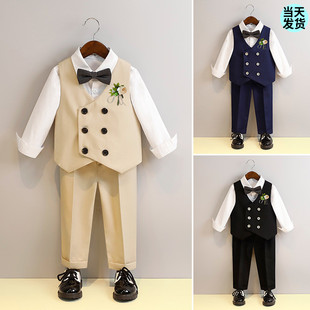男童礼服秋冬宝宝周岁生日小西装 儿童英伦西服花童男孩演出服 套装