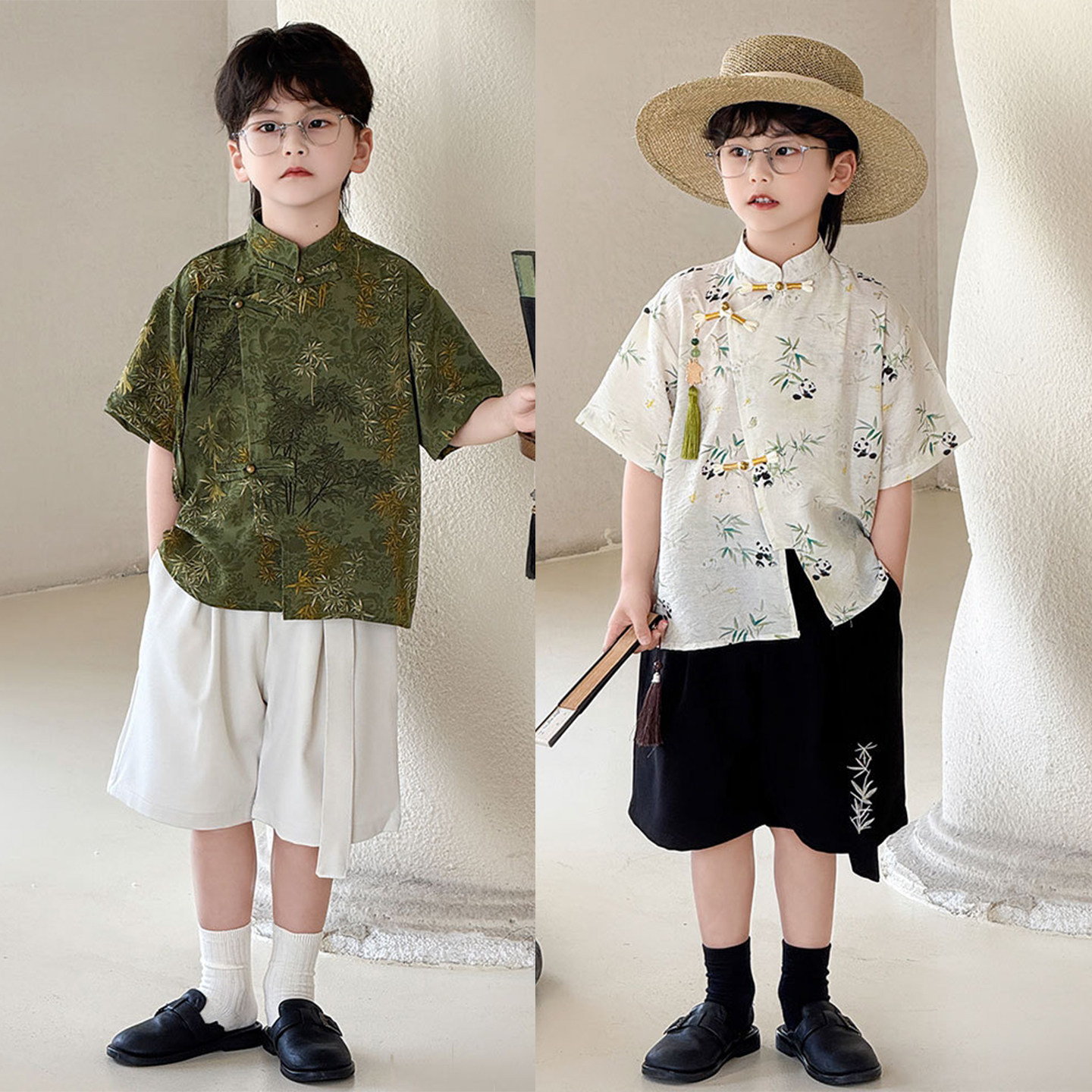 男童花衬衫套装儿童夏款背带礼服男孩宝周岁短袖短裤演出服帅西服