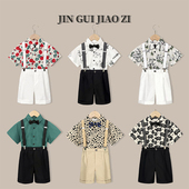 英伦风中小童幼儿园演出服男孩西装 夏季 主持人礼服 套装 男童背带裤