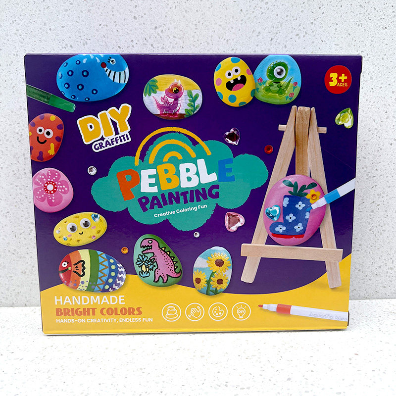 DIY涂鸦石头彩绘套装玩具益智儿童科教创意手工艺品绘画涂色男女