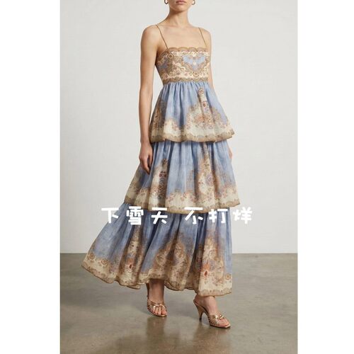 Z*M家！鼎级！女士夏季度假油画吊带连衣裙 Daylight Long Dress
