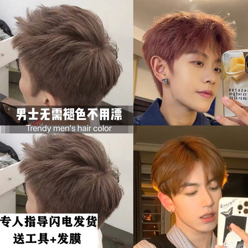 染发剂棕色男士专用亚麻奶茶黑粉