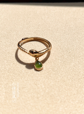 澜山能量蛇年戒指和田碧玉新中式