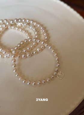 2YANG原创设计 天然强光淡水珍珠S925银小羊手链小众高级闺蜜礼物