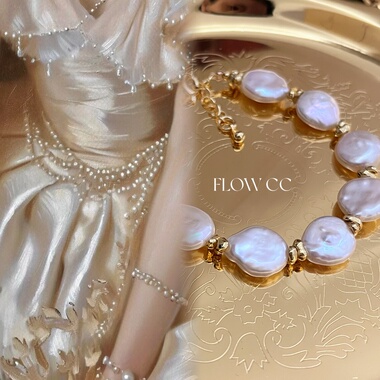 小众设计vintage复古碎银宫廷天然纽扣珍珠女手链闺蜜礼物百搭