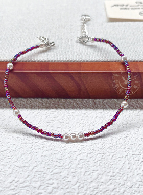 薄雾时钟小众设计款人鱼姬幻彩御幸捷克琉璃水晶珍珠女手链轻奢