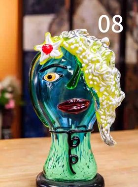 穆拉诺琉璃毕加索人脸花瓶