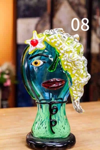 人间遗珠【人脸合集二】Murano穆拉诺琉璃毕加索人脸花瓶玄关摆件