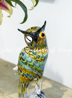 卡罗尔carol眨眼winkle琉璃猫头鹰艺术欧式原创摆件居家客厅卧室