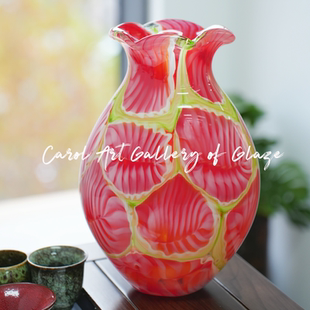 卡羅爾carol言夏清新小眾琉璃花瓶出口原創(chuàng)玄關(guān)桌面手工擺件裝 飾