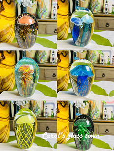 S水母合集手工琉璃夢(mèng)幻擺件家居工藝裝 卡羅爾 飾品水晶球